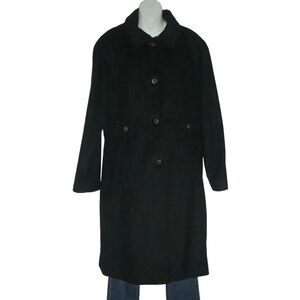 Preston & York Wool Coat Trench Dark Academia Gothic Black Classic Twee Sz 14